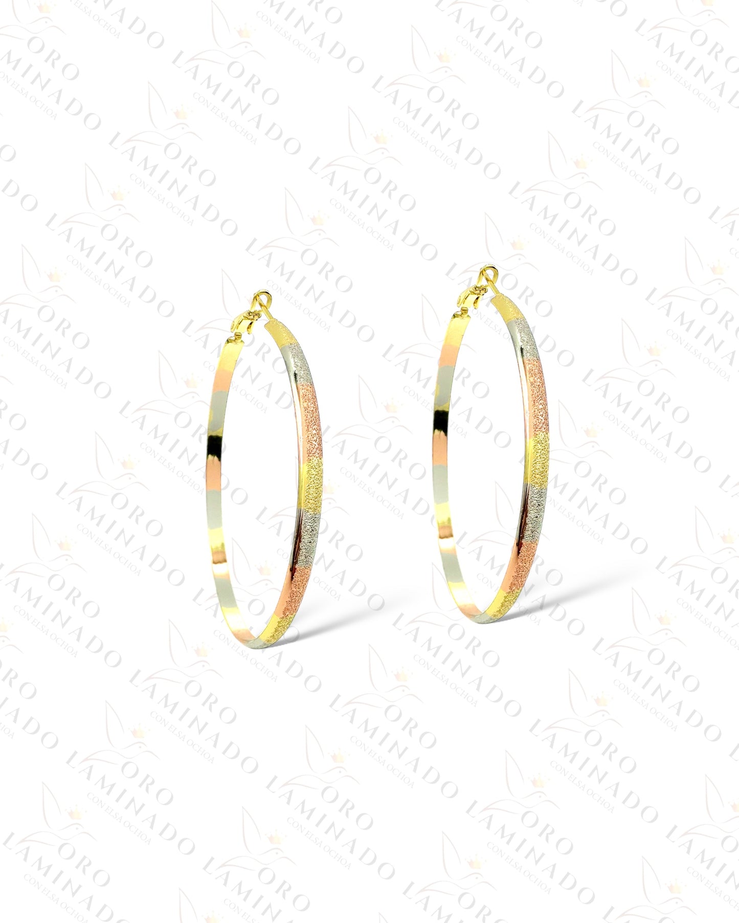 High Quality Large Three Tones Hoop Earrings C417