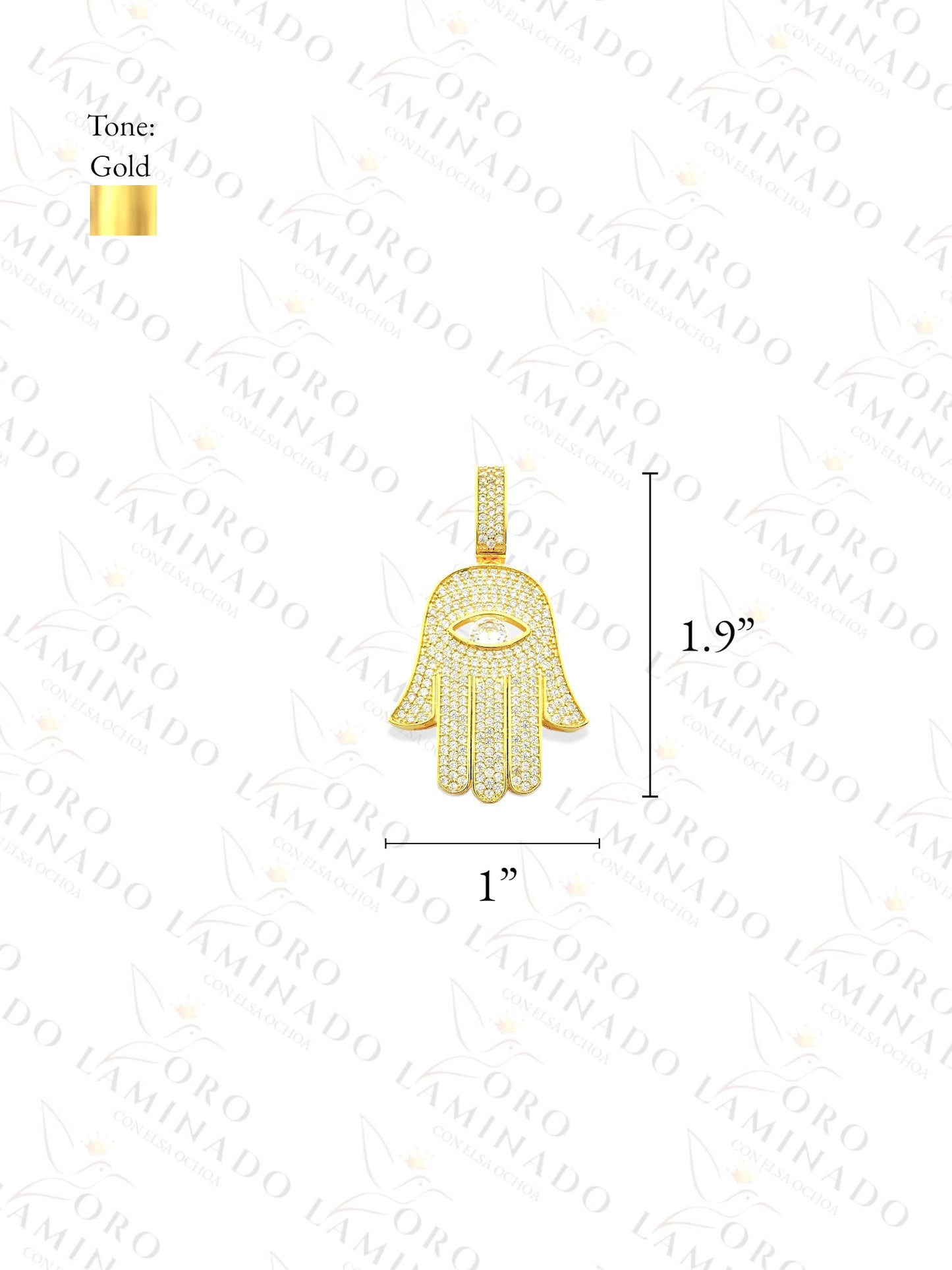 Gold Filled Diamond Hamsa Hand Pendant G17