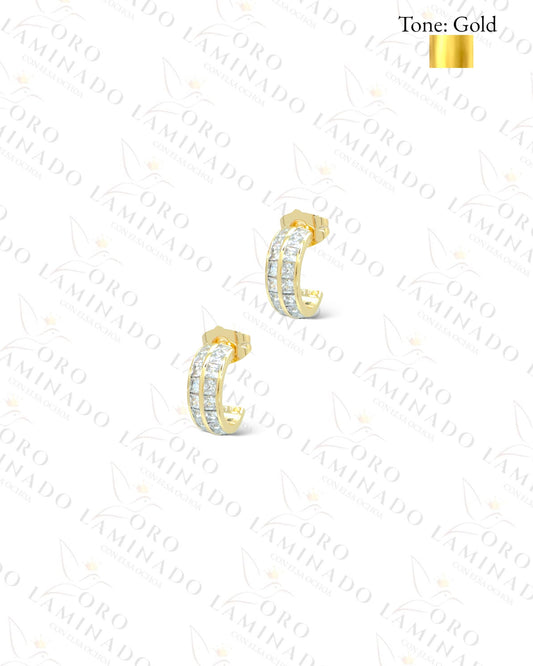 High Quality C-Shape Diamond Earrings Y376