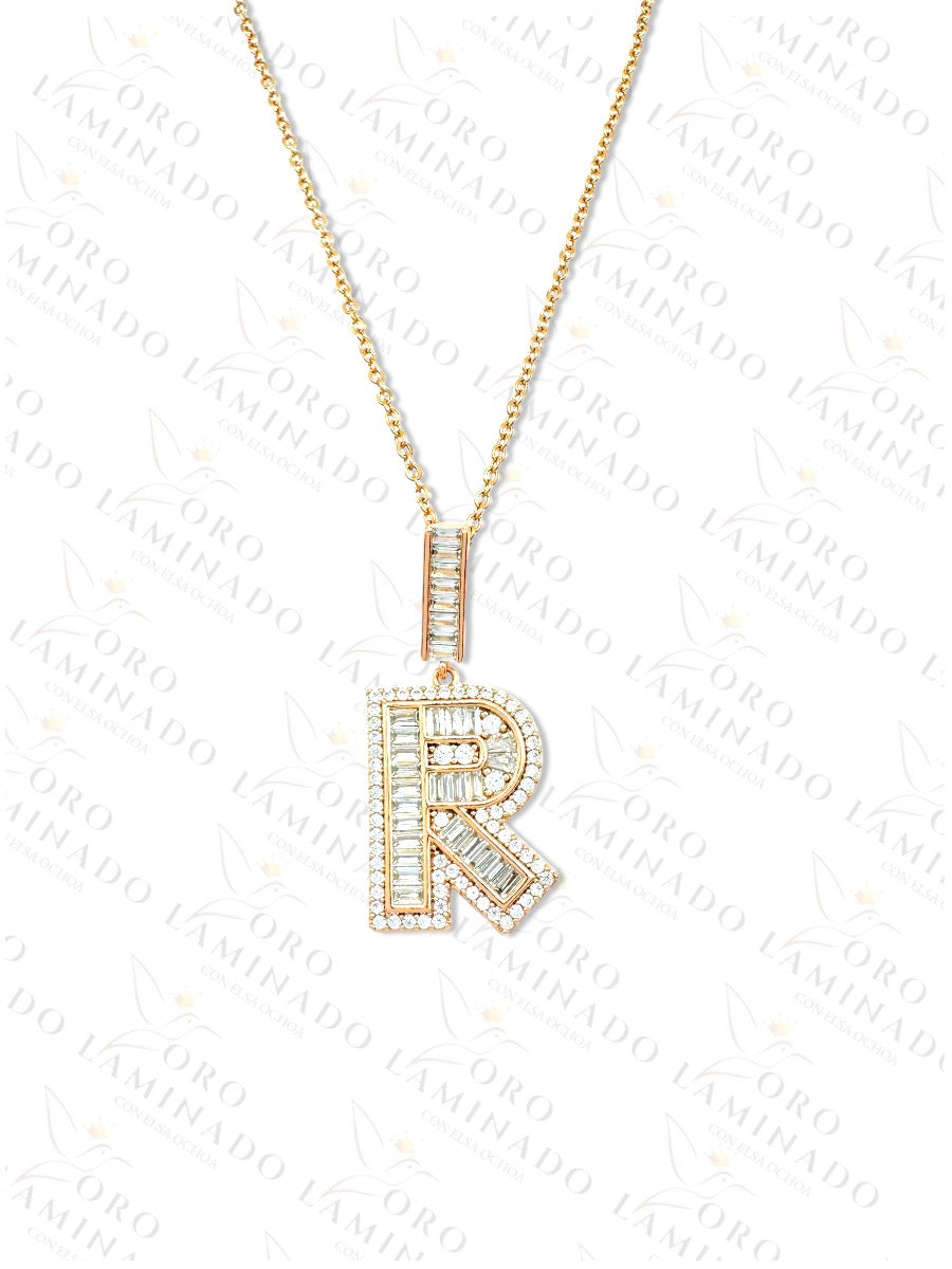 High Quality Letter R Glass Necklace B214