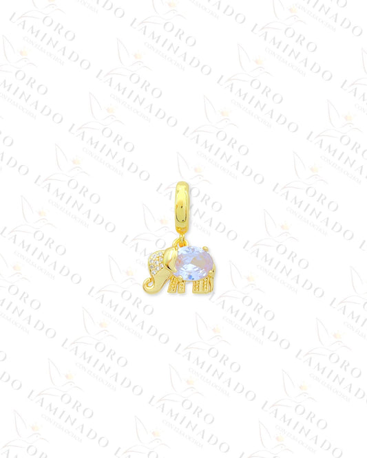 Crystal Elephant Charm (Gold Filled) R428