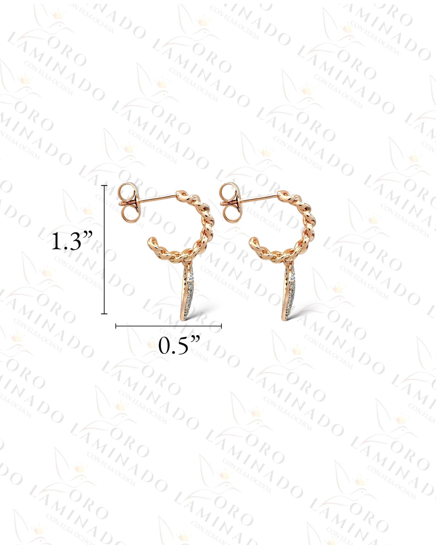 High Quality Diamond Heart Hoop Earrings C110