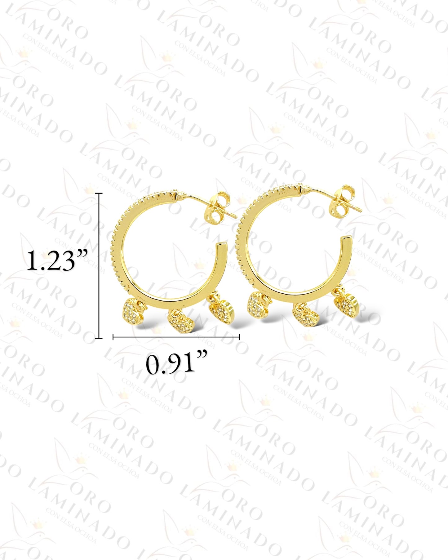 Mini Hearts Gold  Hoop Earrings  B350