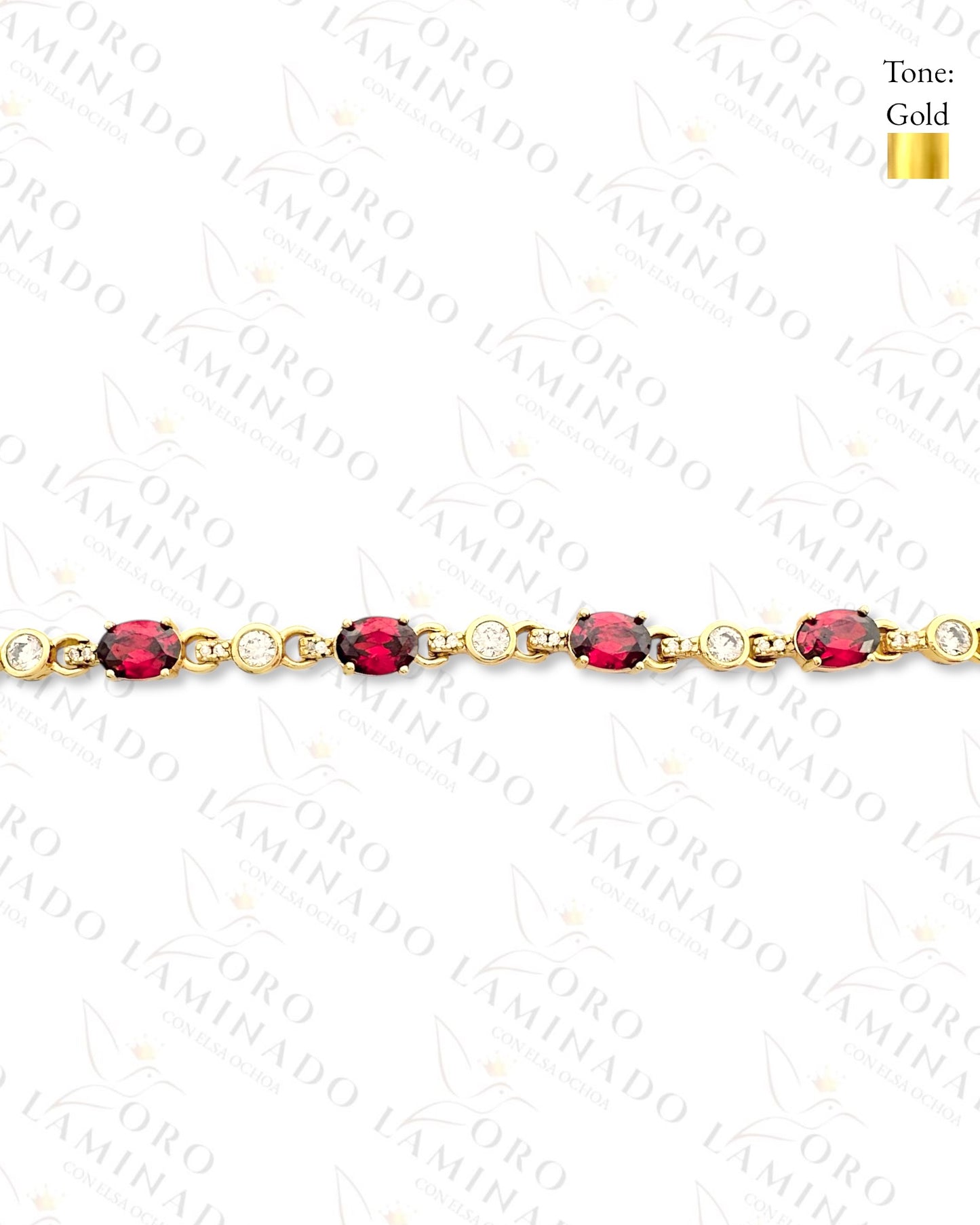 High Quality Red and Clear Stones Bracelet (Gold Filled) R76