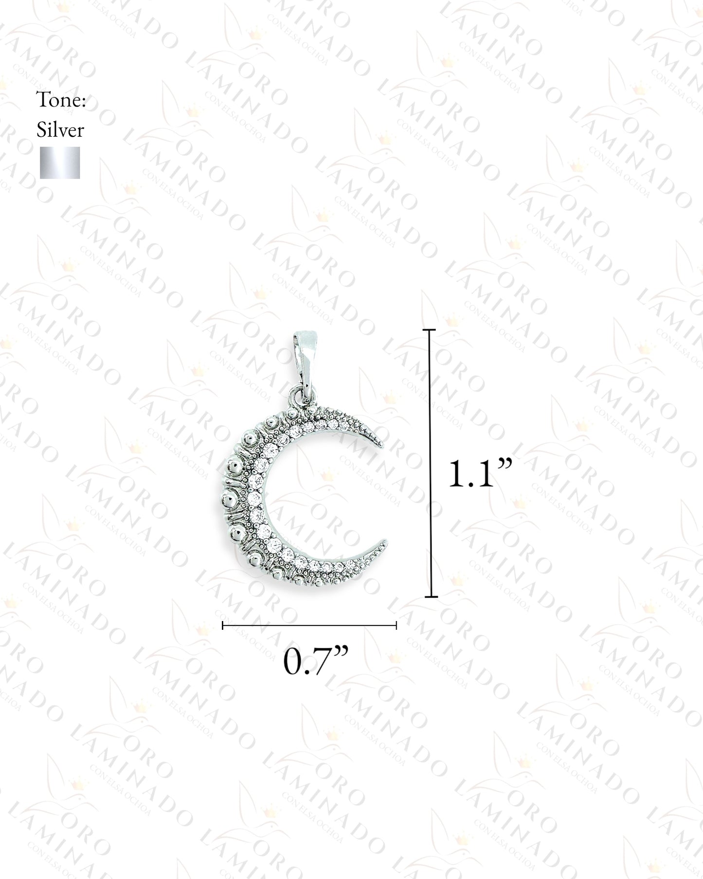 High Quality Silver Quarter Moon Pendant G129