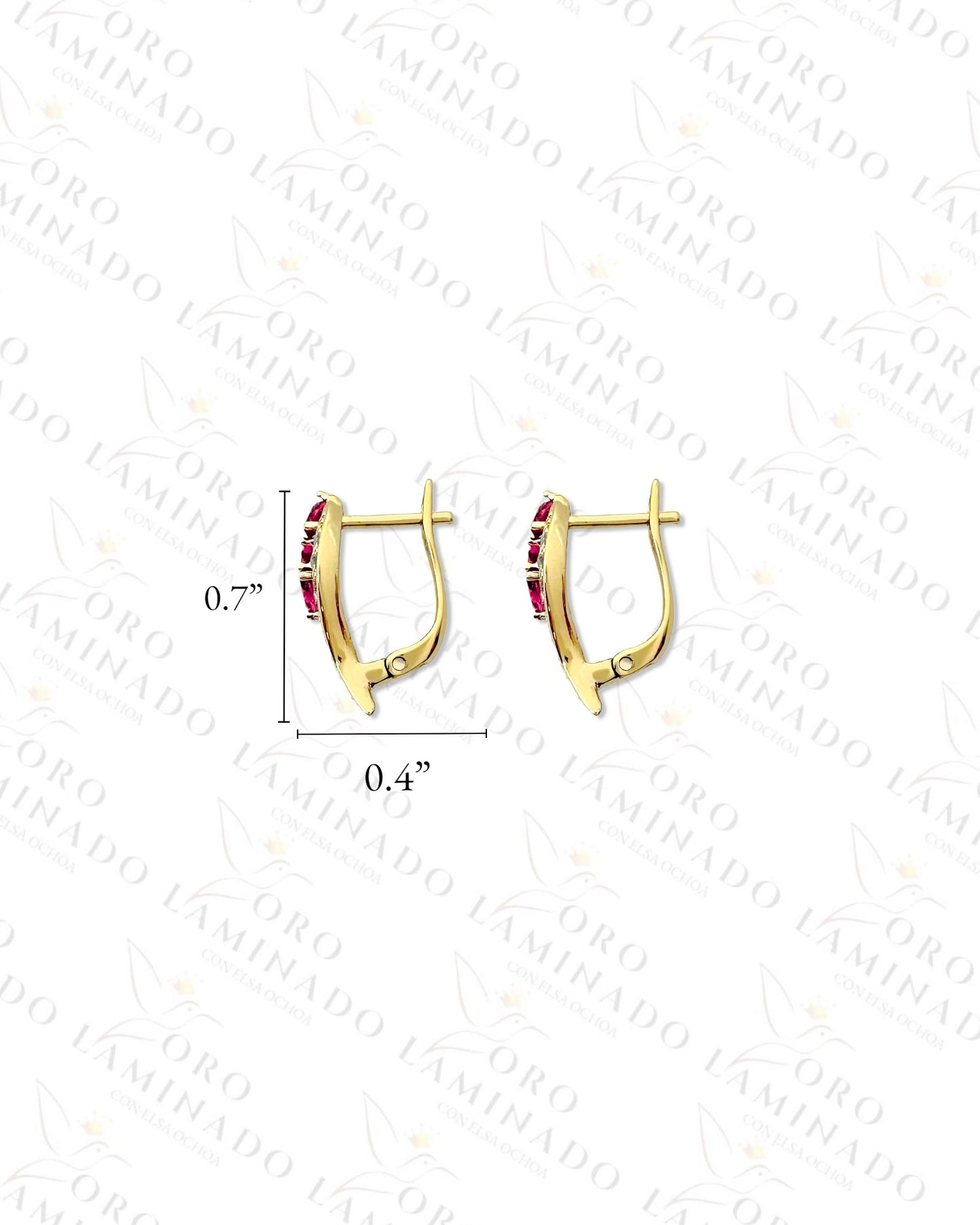 High Quality Pink Leaf Hoop Earrings (Gold Filled) Y85