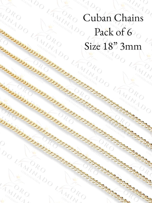 Cuban Chains Pack of 6 Size 18" 3mm R272