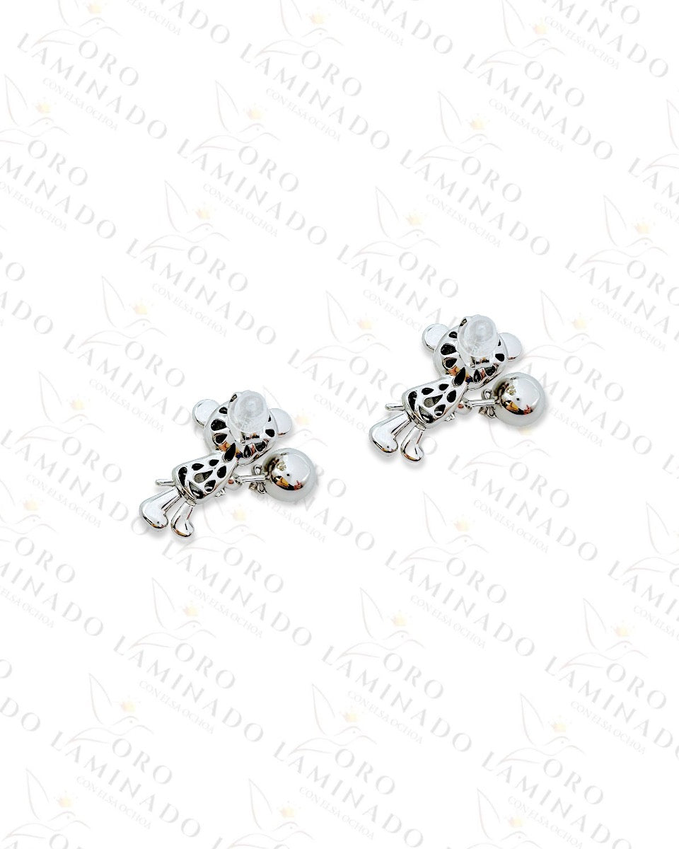 High Quality Silver Bear with Lollipop Earrings Y466