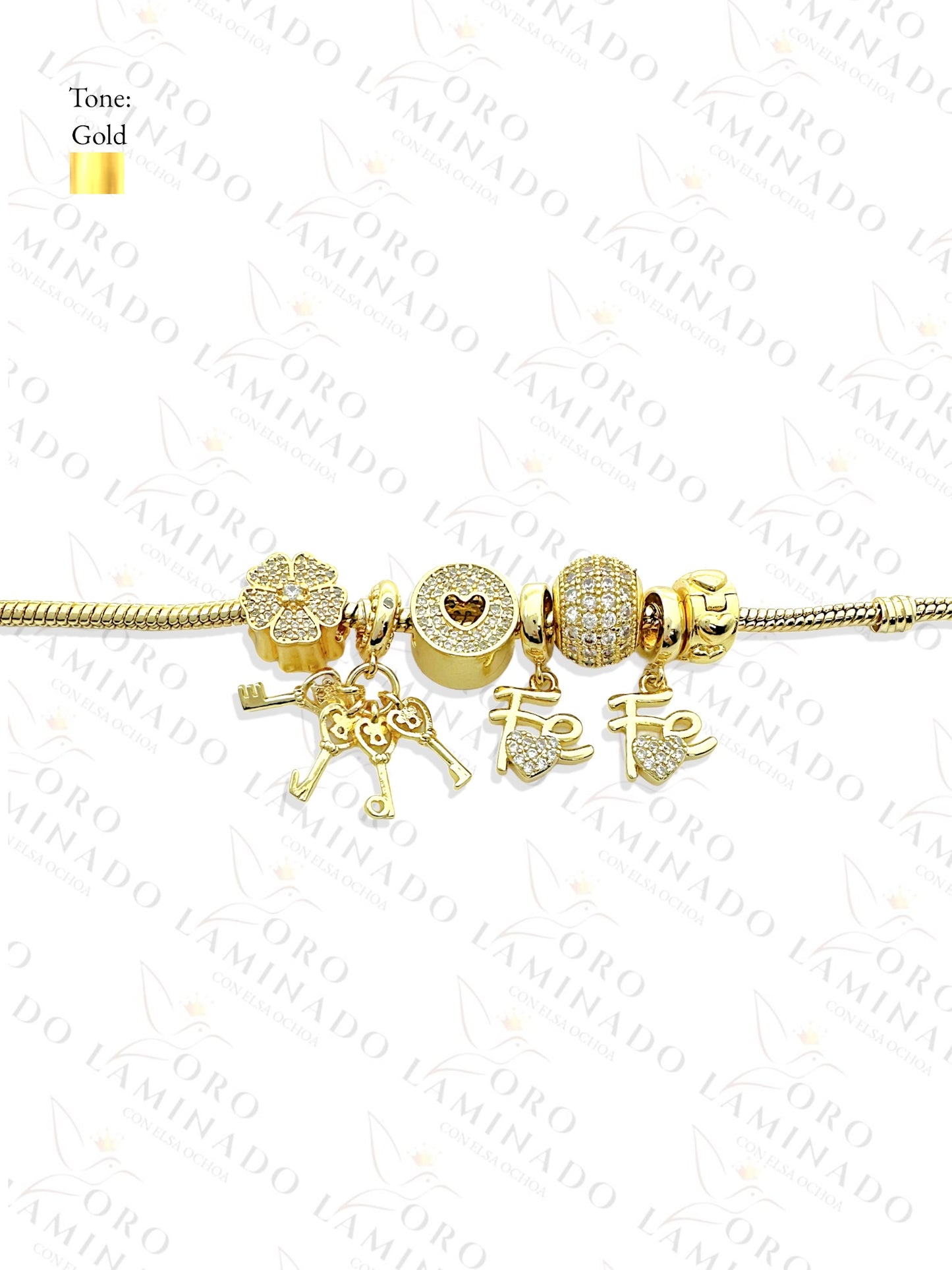 High Quality "Fe" Keys Charm Bracelet R414