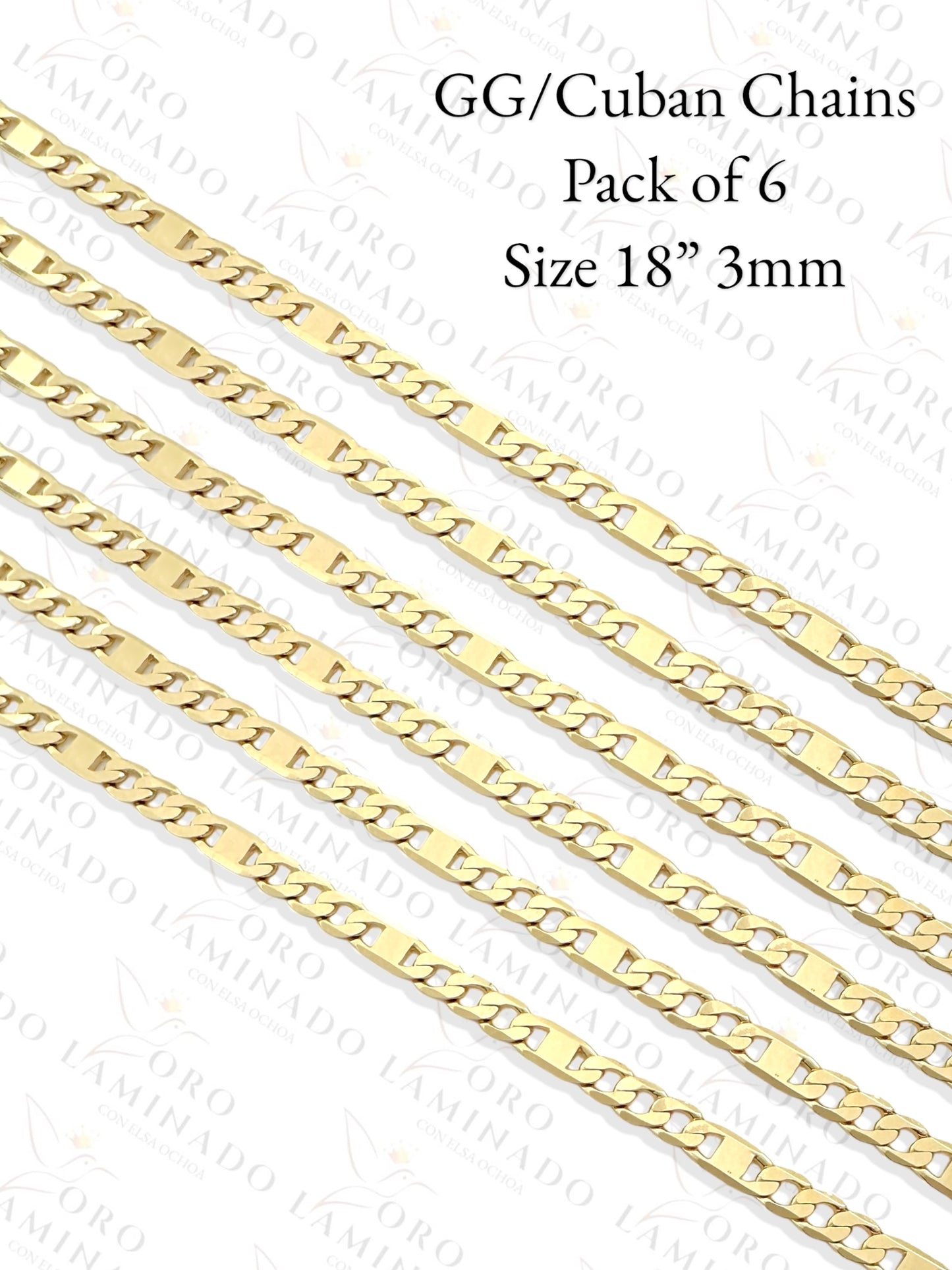 GG/Cuban Chains Pack of 6 Size 18" 3mm Y155