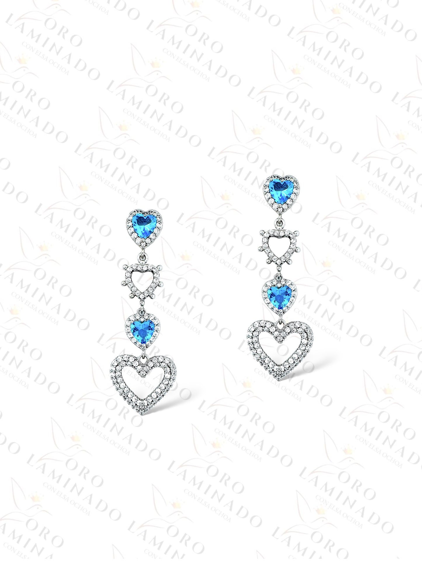 High Quality Silver and Blue Heart Earrings G405