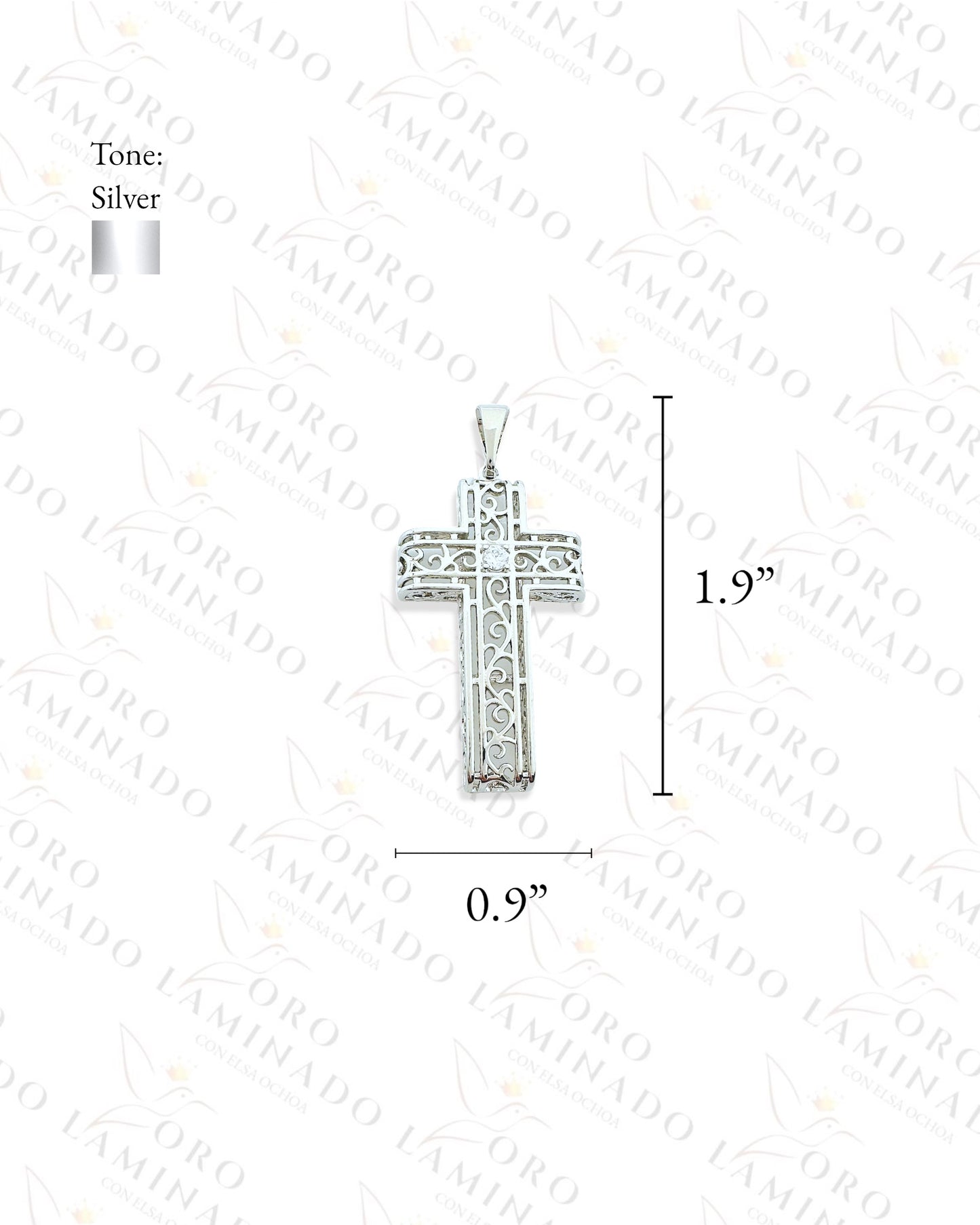 Gold Filled Silver Pattern Cross Pendant Y331