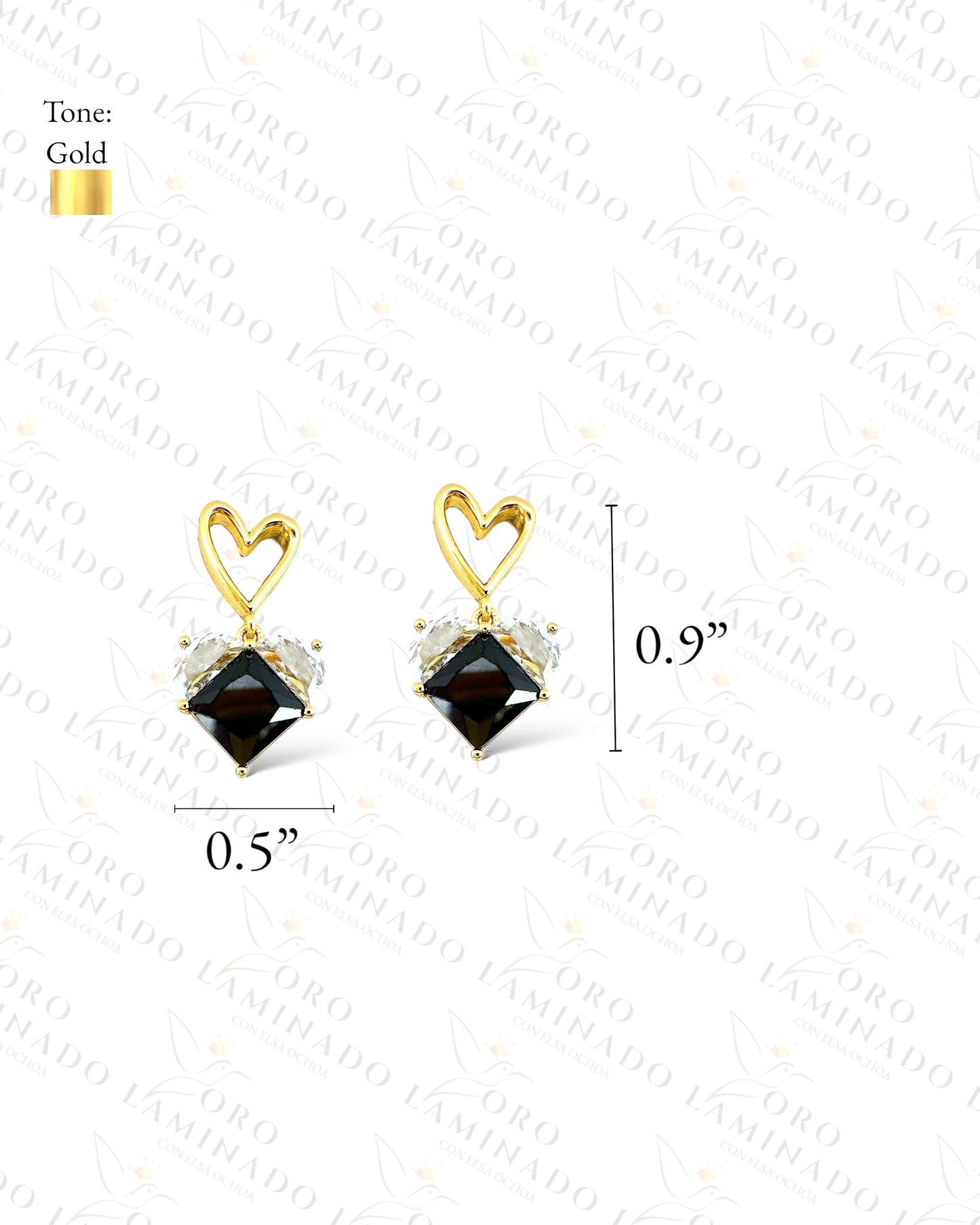 High Quality Black Heart Earrings C386