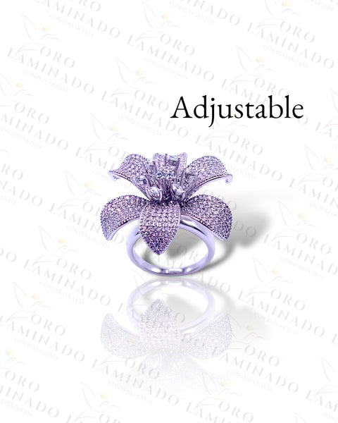 High Quality Silver Flower Diamond Ring C267