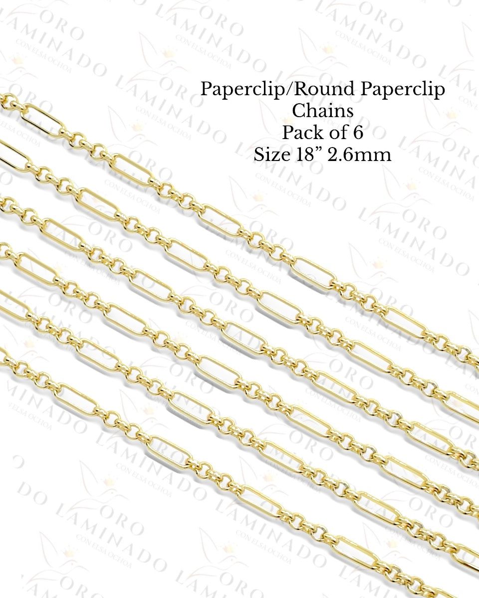 Paperclip and Round Paperclip Chains Pack of 6 Size 18” 2.6mm C230