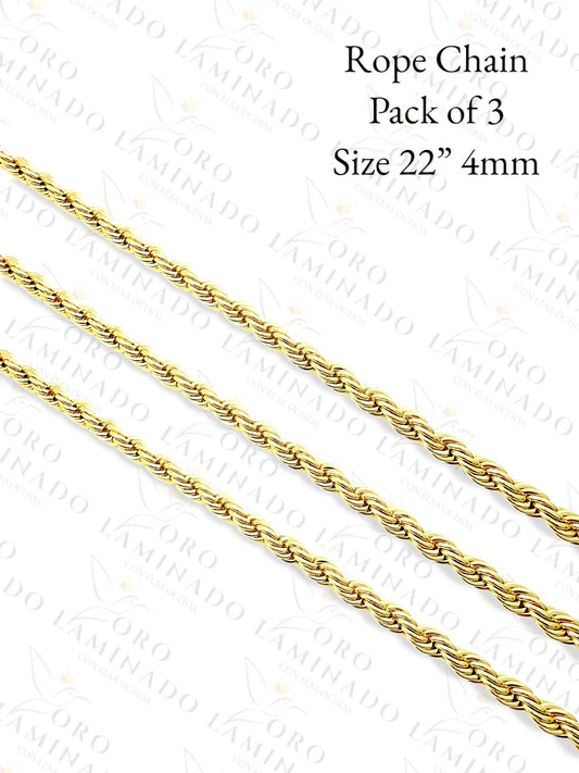 Rope Chain Pack of 3 Size 22" 4mm R37