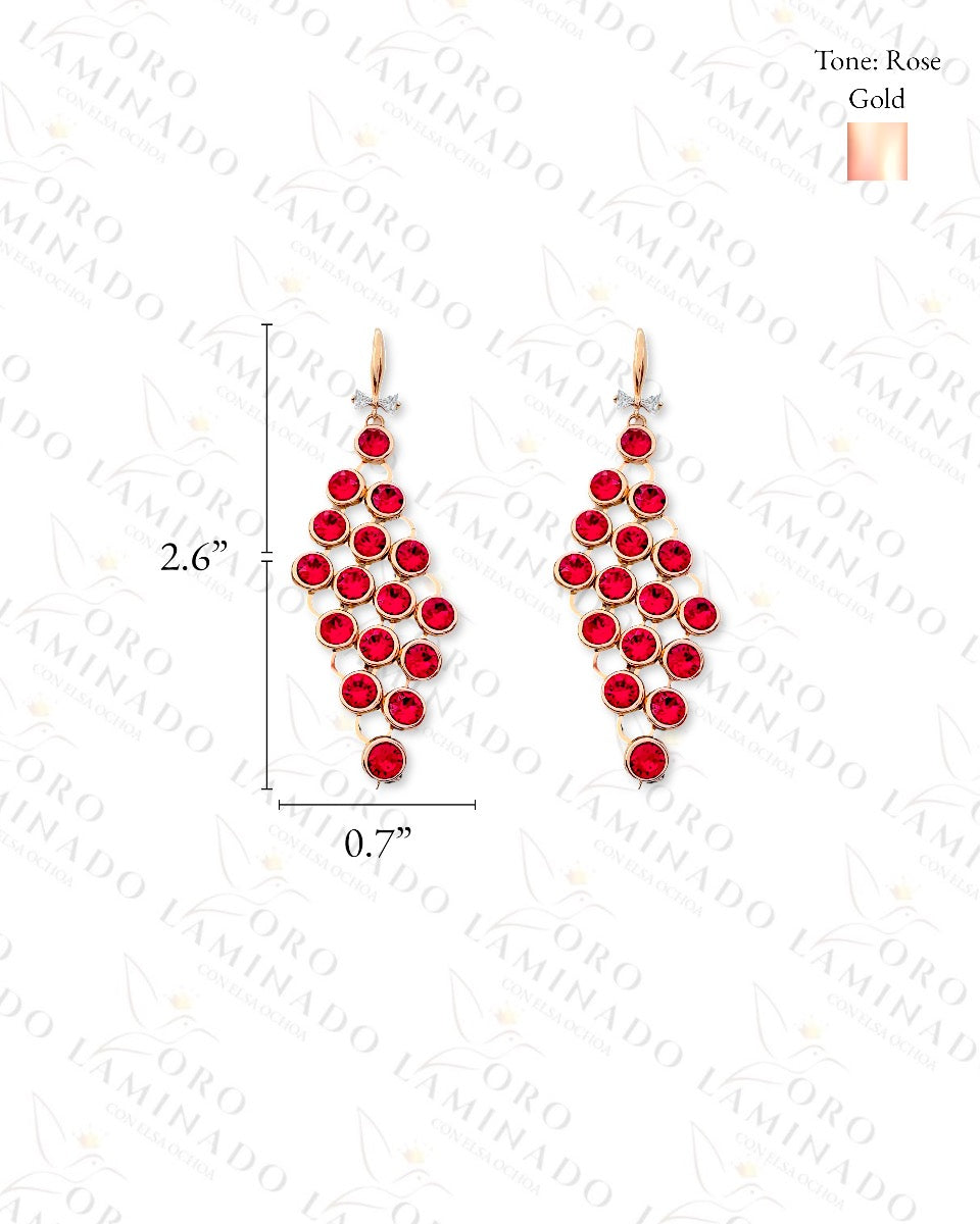 High Quality Red Stone Long Earings B48