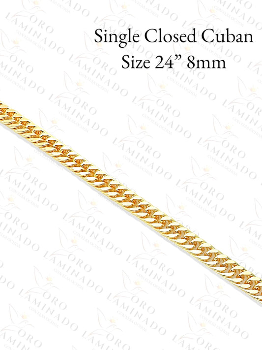 Single Closed Cuban Chain Size 24" 8mm G201