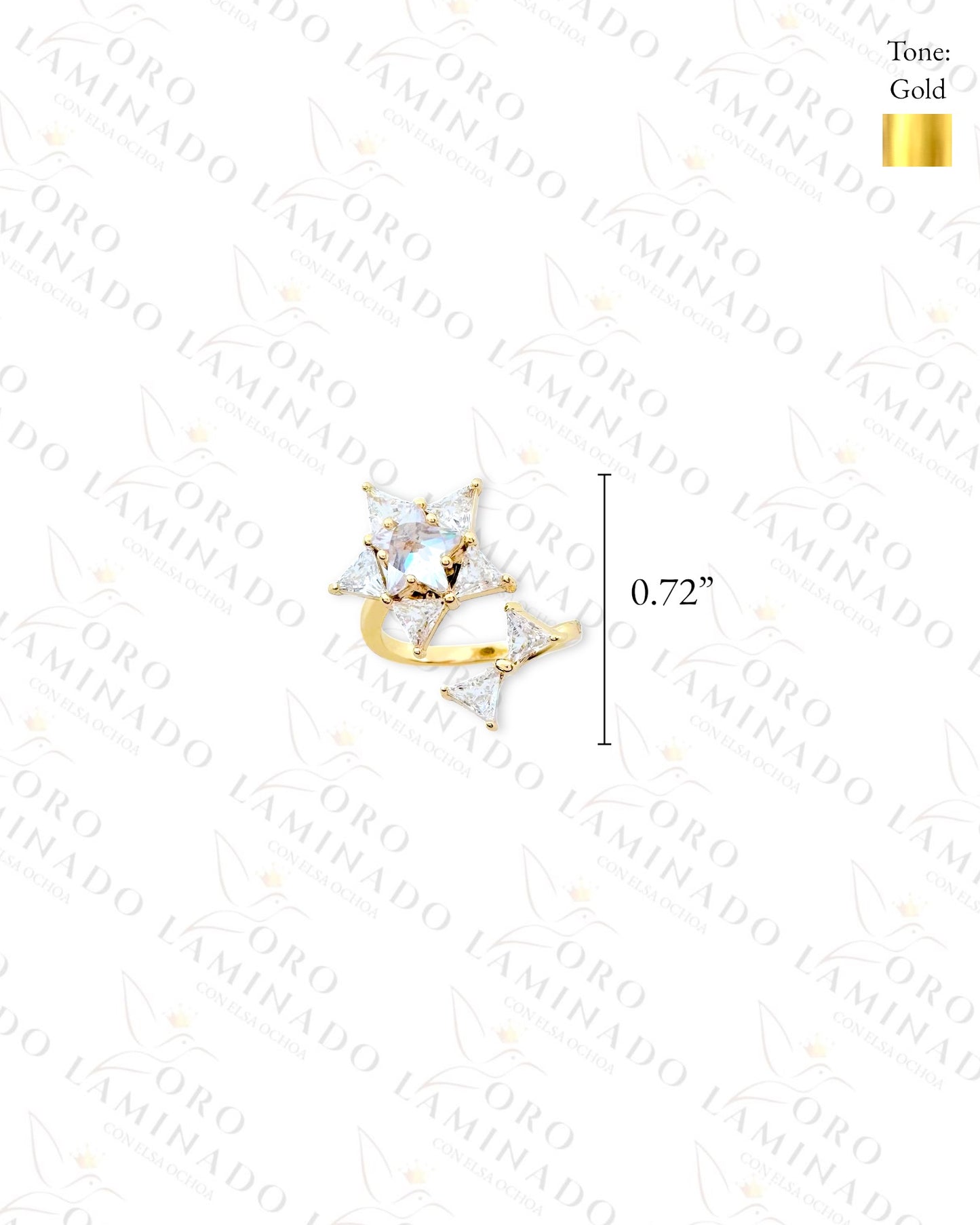 Adjustable Spinning Crystal Star Ring (Gold Filled) G56