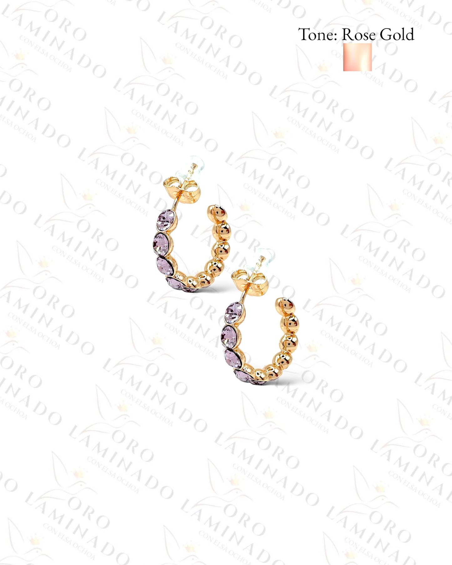 High Quality Purple Stones Hoop Earrings B126