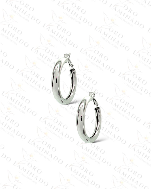 High Quality Plain Silver Hoop Earrings B335