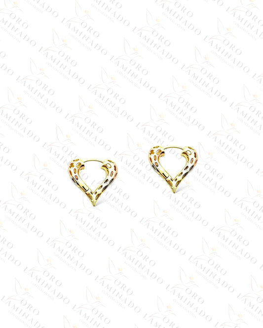 High Quality Three Tones Small Heart Hoop Earrings C415