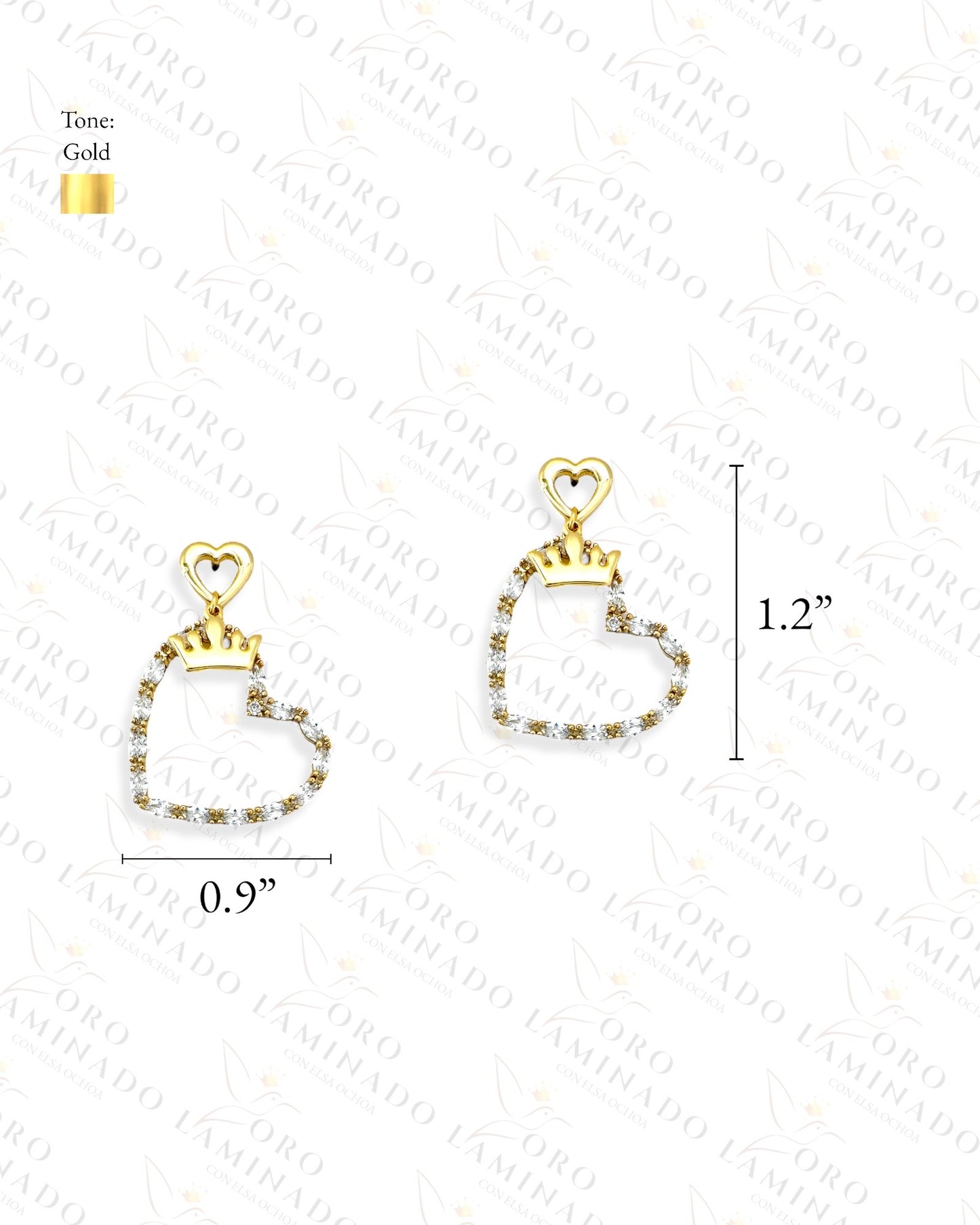 High Quality Heart with Crown Earrings R266