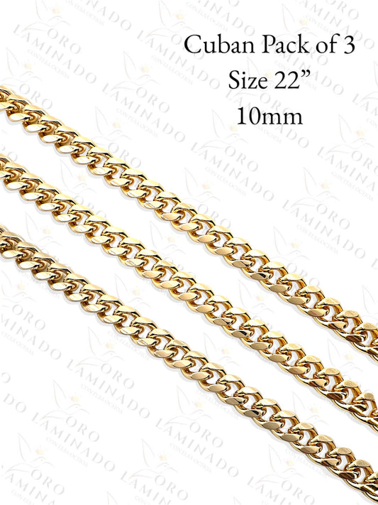 Gold Filled Cuban Pack of 3 Chains Size 22" 10mm B59