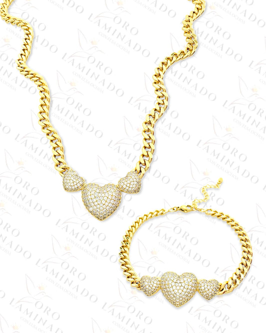 High Quality Diamond Triple Heart Set (Gold Filled) R74