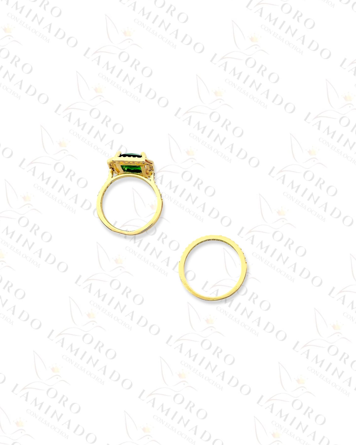 Green Stone Pair Rings (Gold Filled) B289