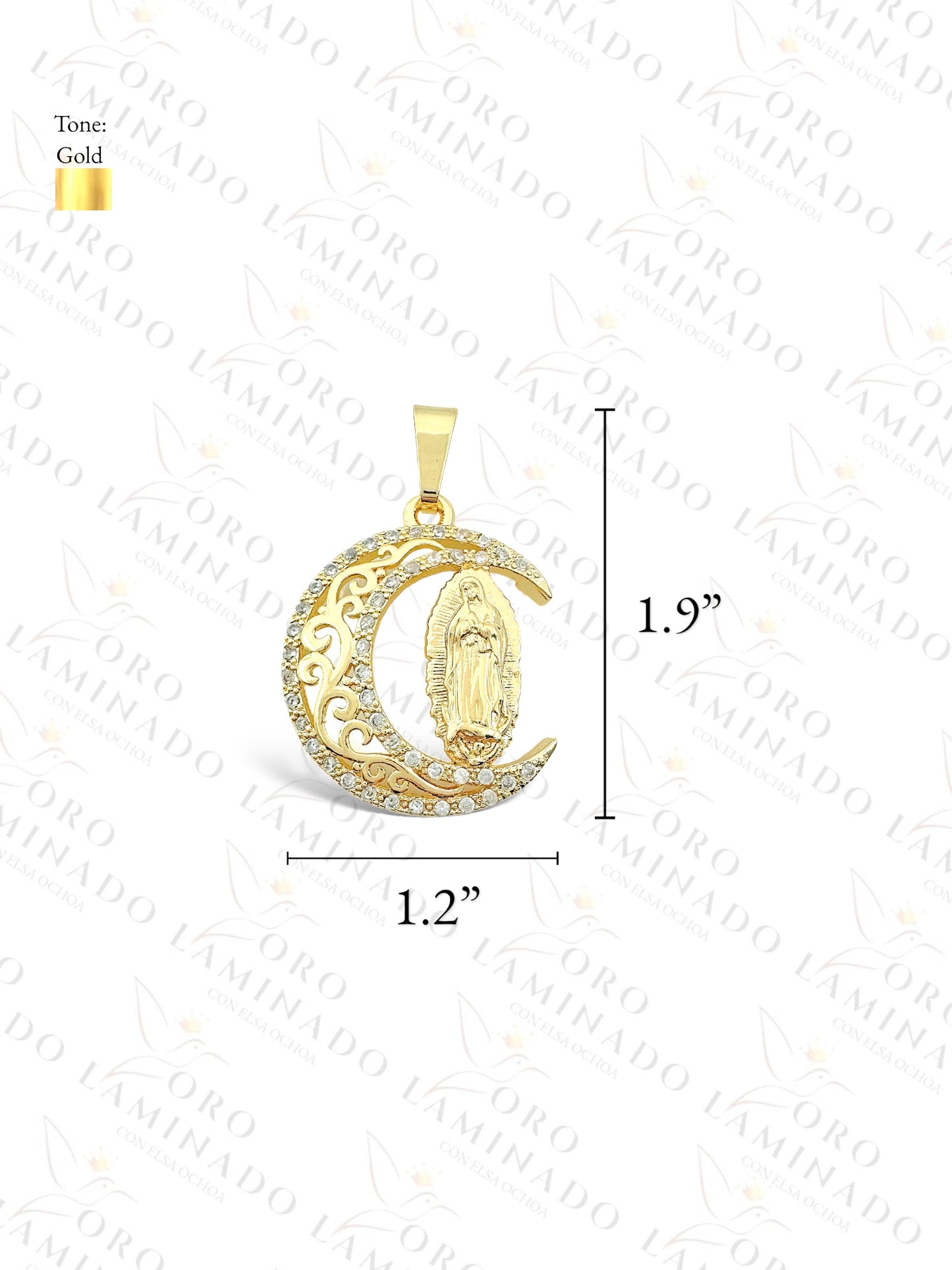 Gold Filled Virgen Mary Moon Pendant B10