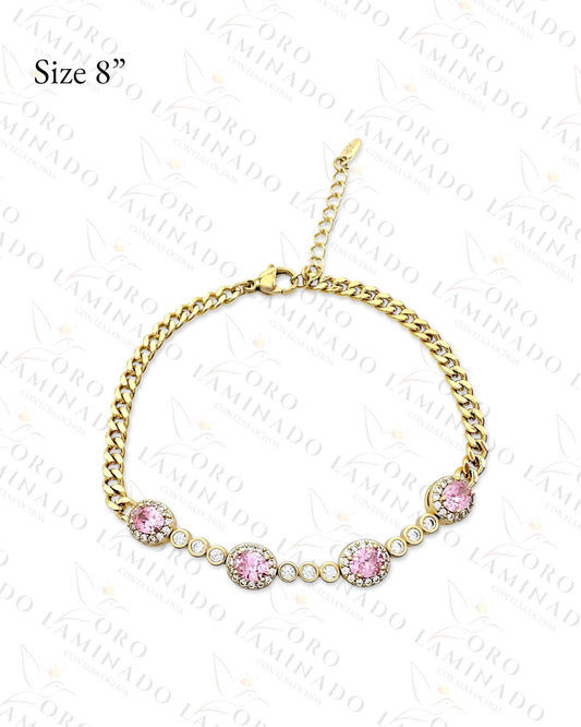 High Quality Gold Filled Pink Stones Bracelet R231