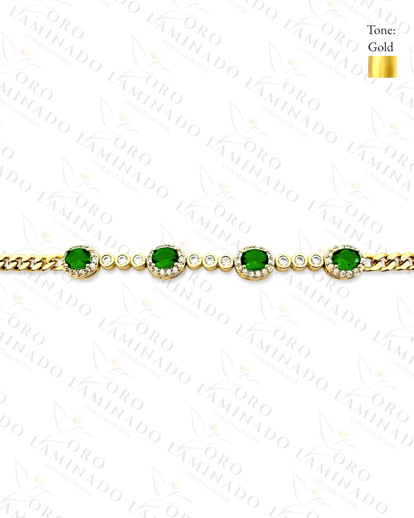 High Quality Gold Filled Green Stones Bracelet C145