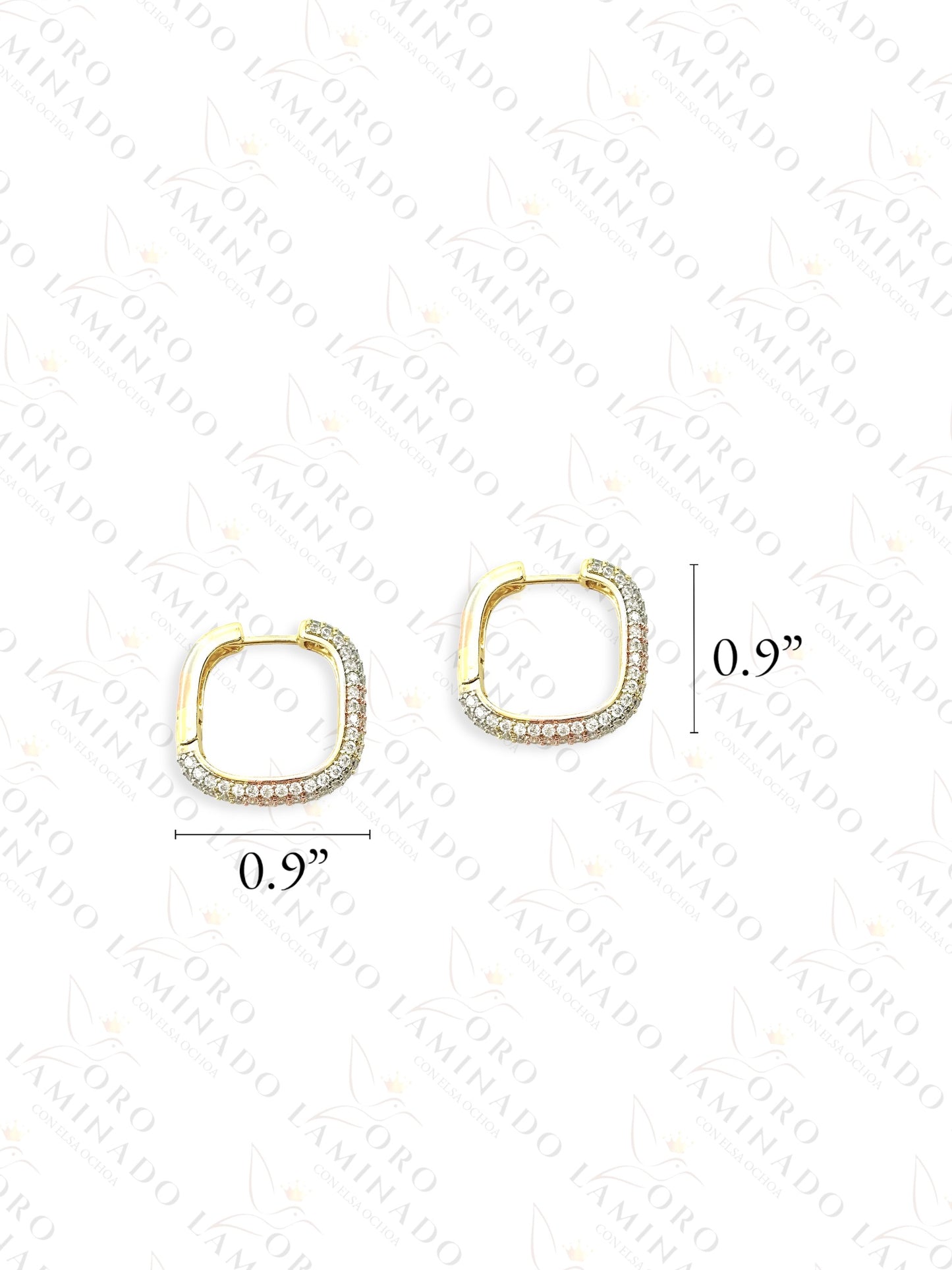 High Quality Diamond Three Tones Hoop Earrings C456