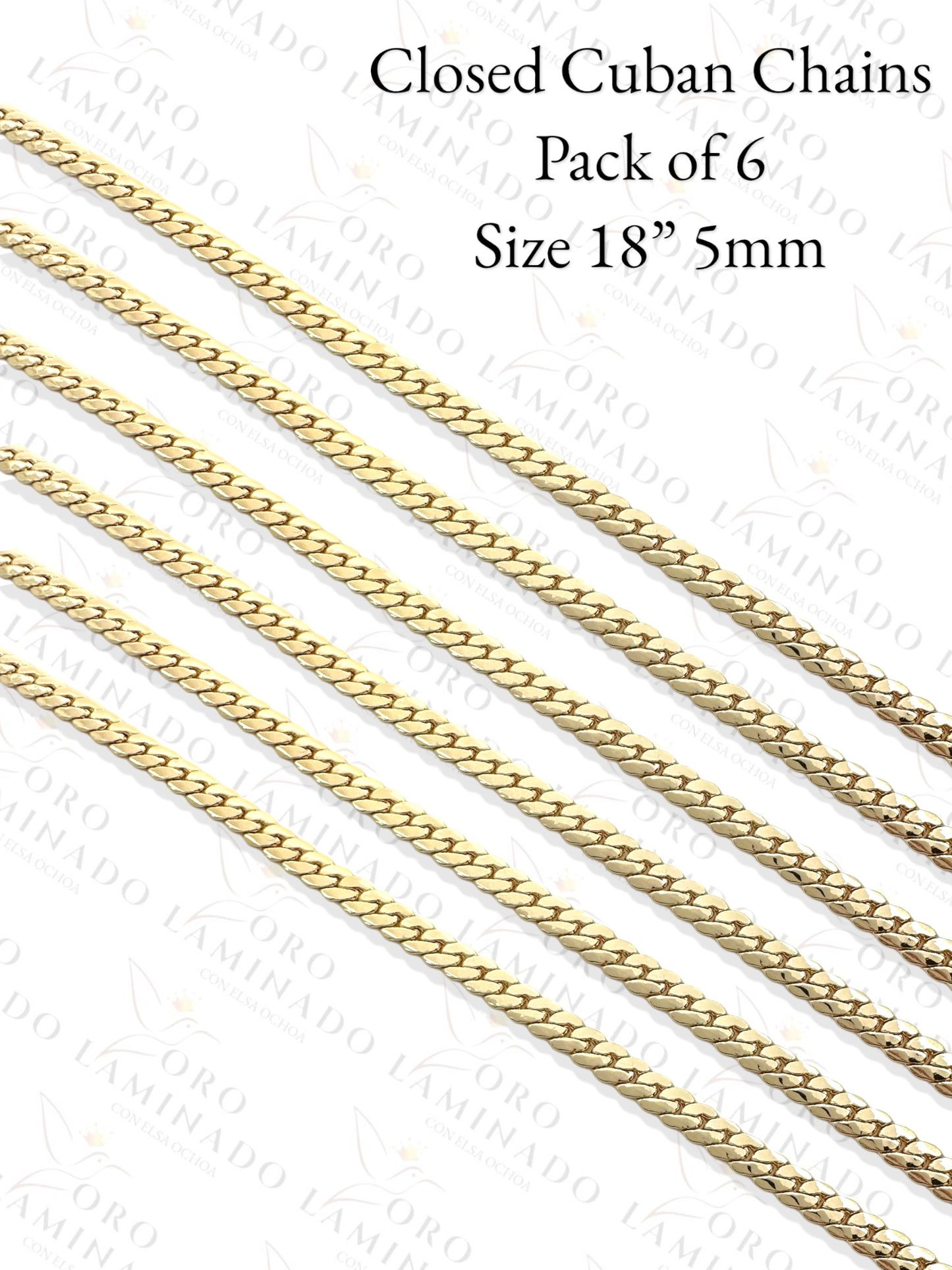 Closed Cuban Chains Pack of 6 Size 18" 5mm R270