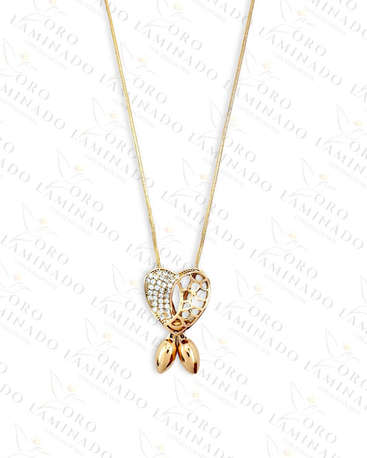 High Quality Split Heart Bowtie Necklace R316