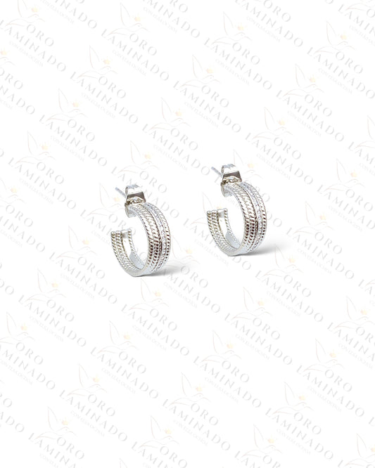 High Quality Silver Pattern Hoop Earrings R328