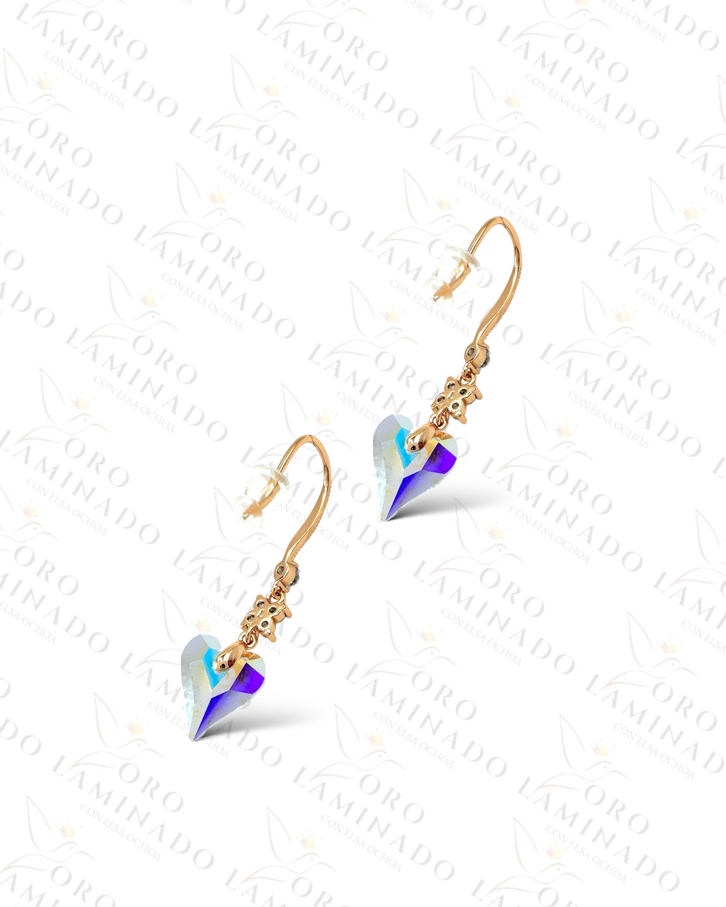 High Quality Iridescent  Diamond Heart Earring Y62