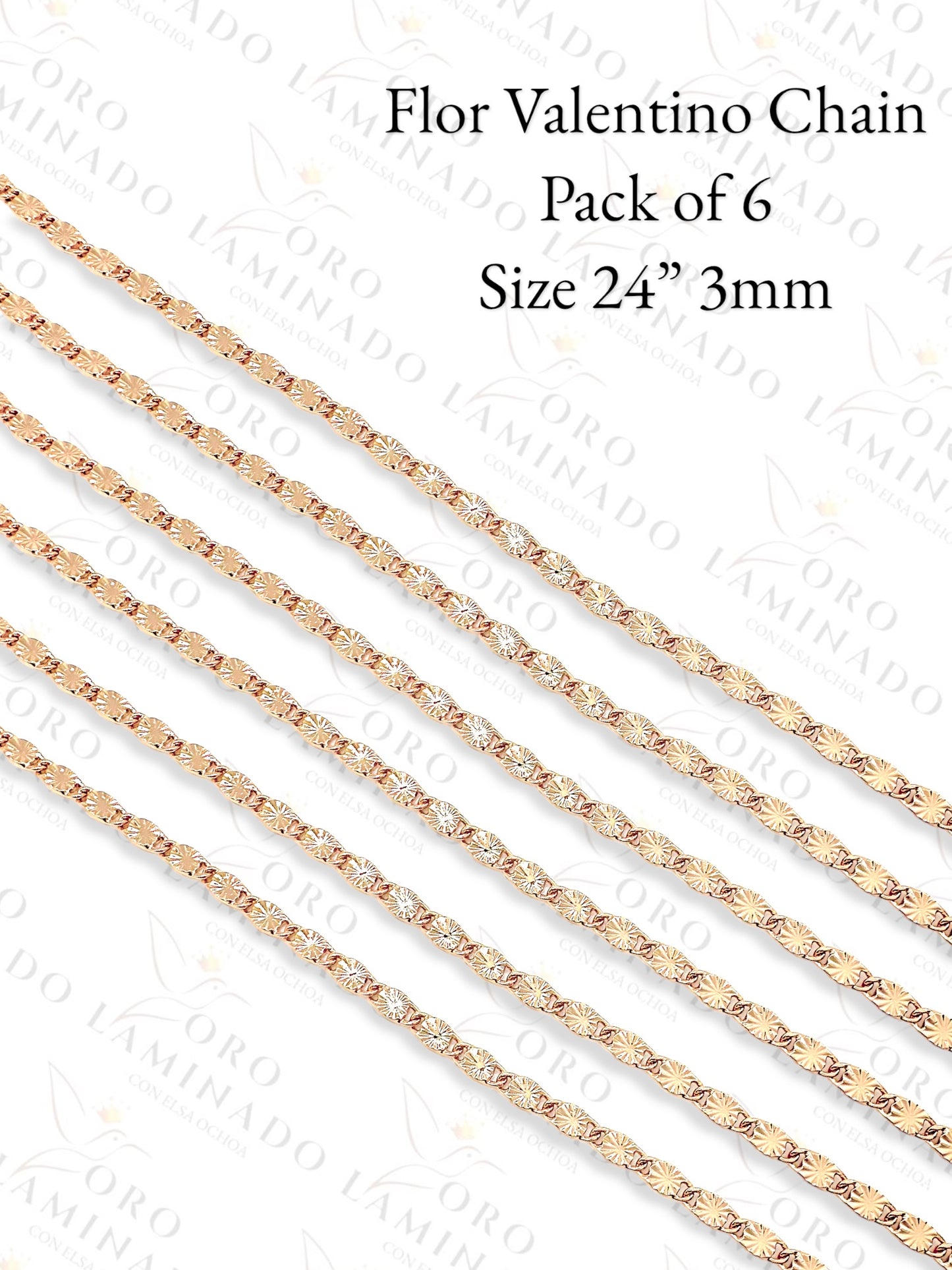 Rose Gold Flor Valentino Chain Pack of 6 Size 24" 3mm B255