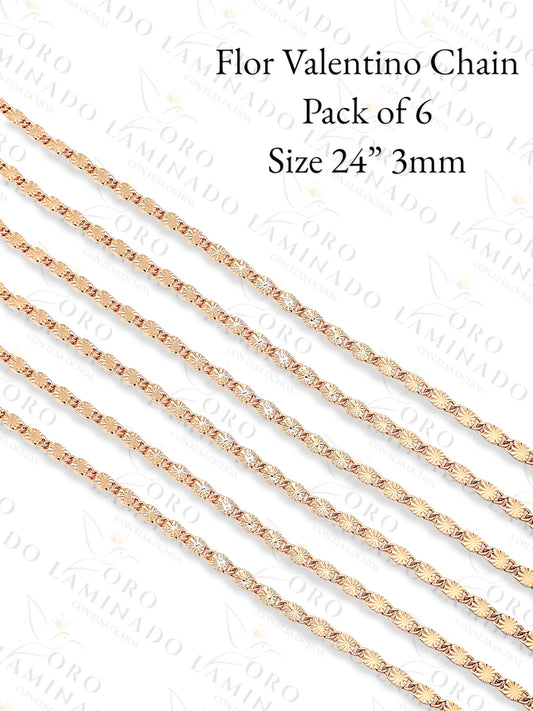 Rose Gold Flor Valentino Chain Pack of 6 Size 24" 3mm B255