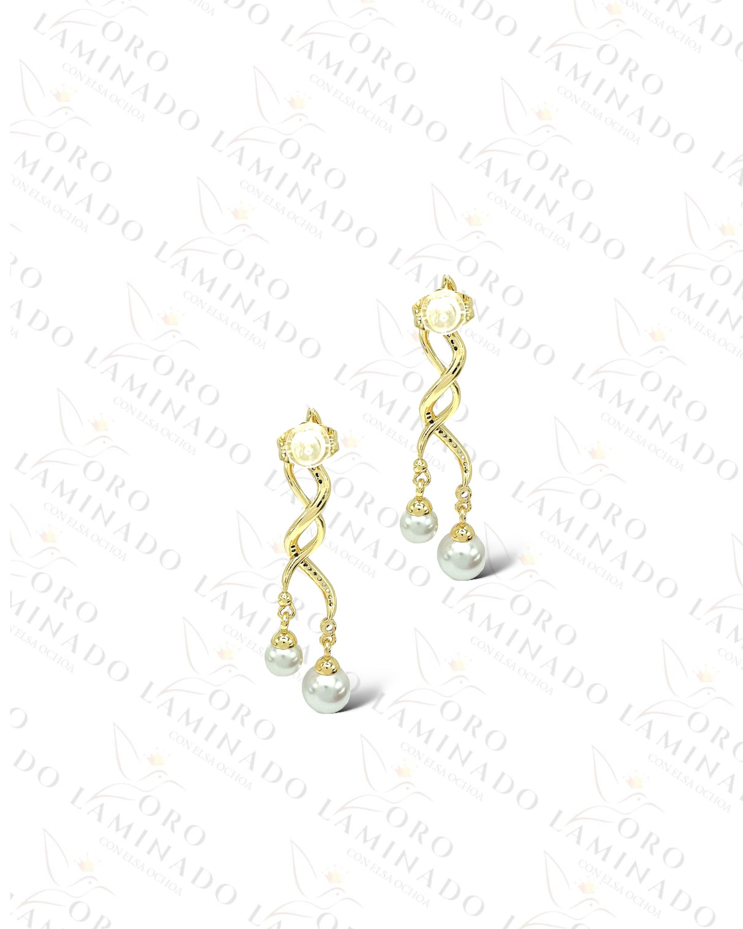 High Quality Golden and Pearl Twisted Earrings B461