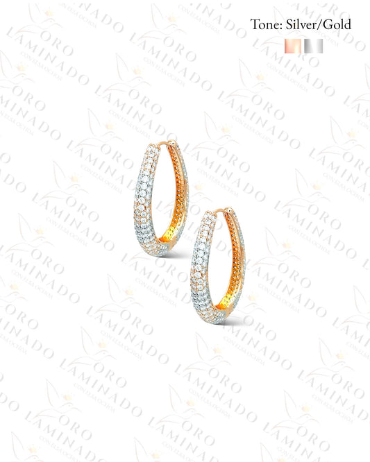 High Quality Two Tones Oval Hoop Earrings Y168