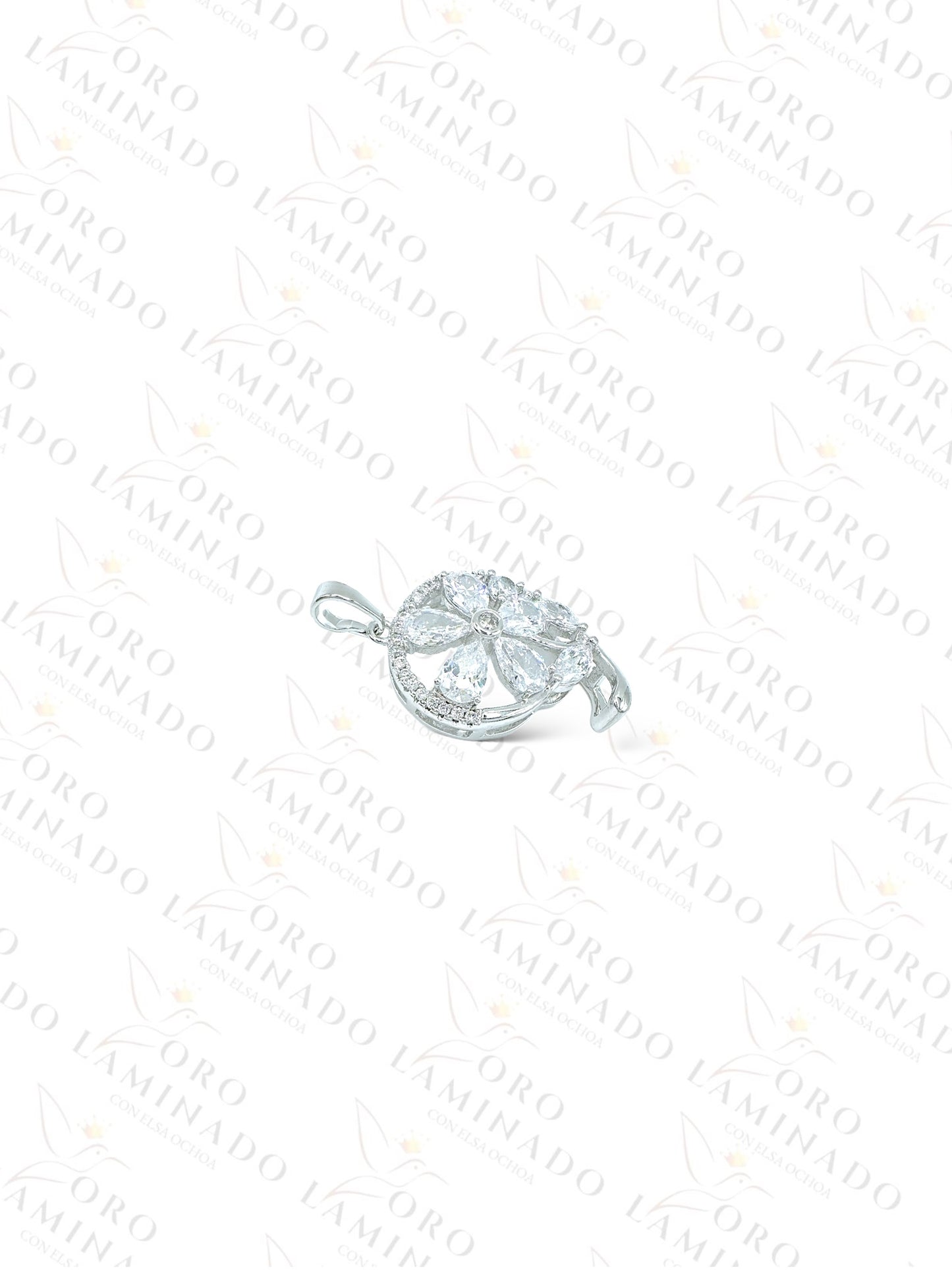 High Quality Silver Crystal Flower Pendant G389