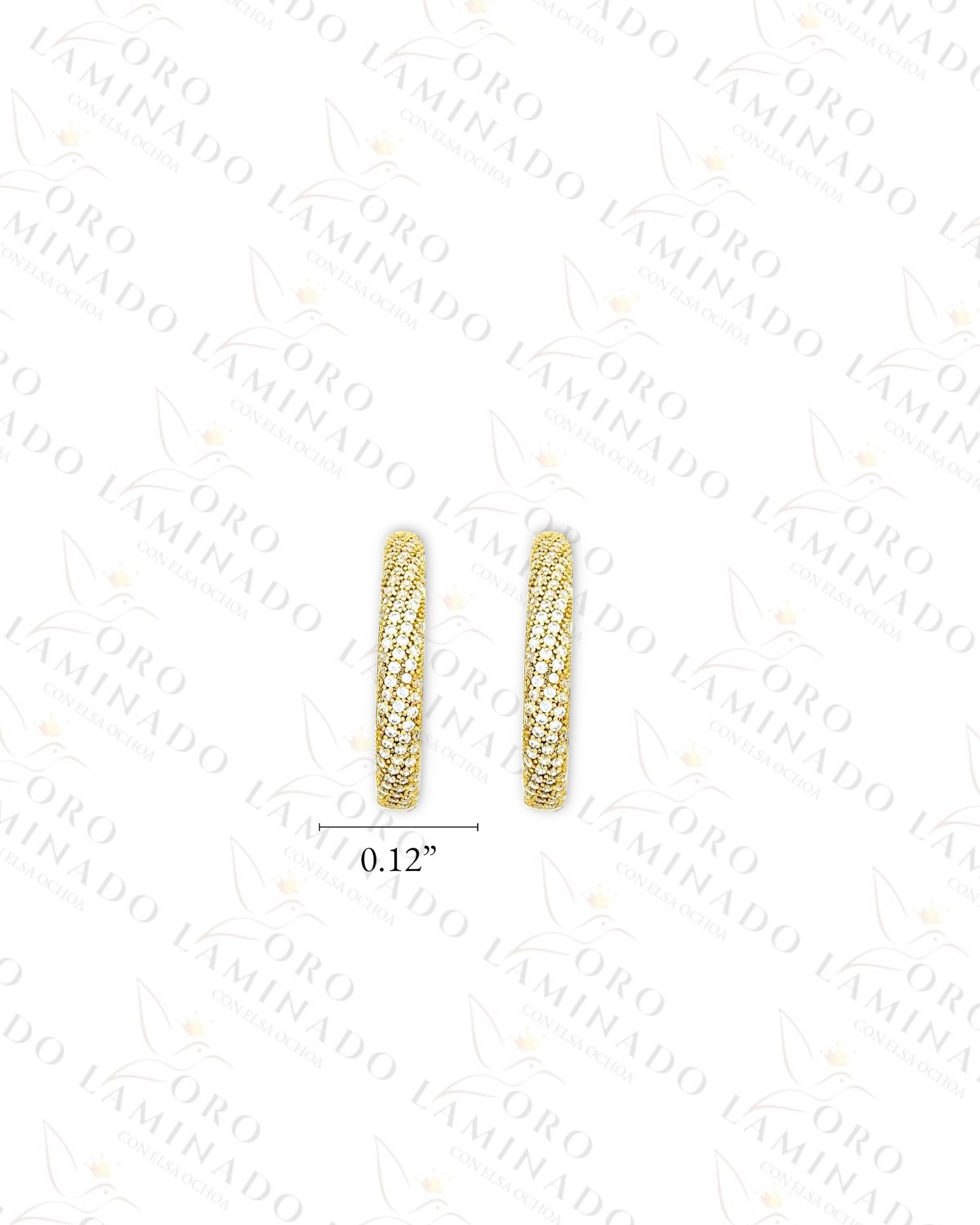 High Quality Diamond Design Hoop Earrings (Gold Filled) R417