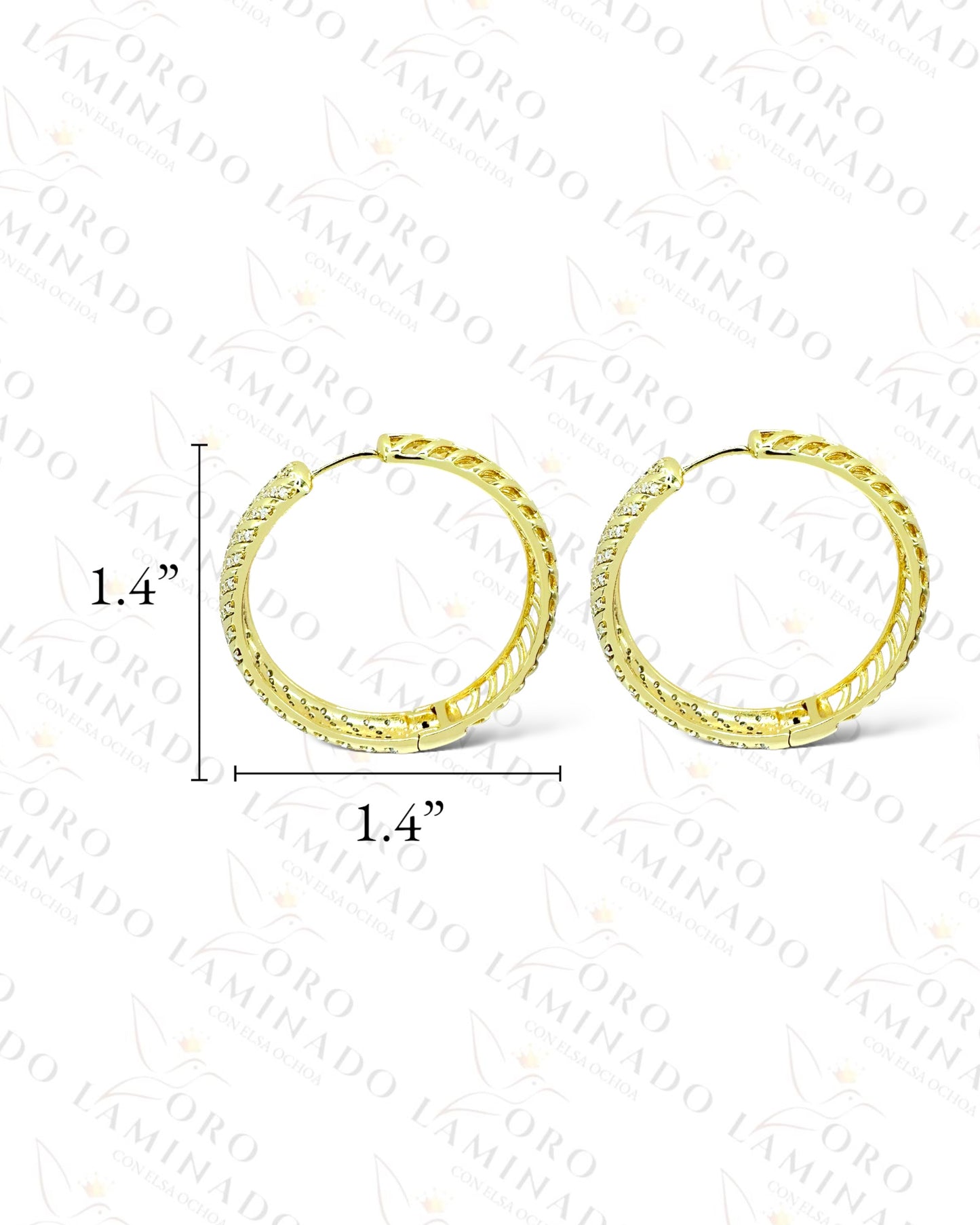 High Quality Gold Hoop Earrings with Stones C222