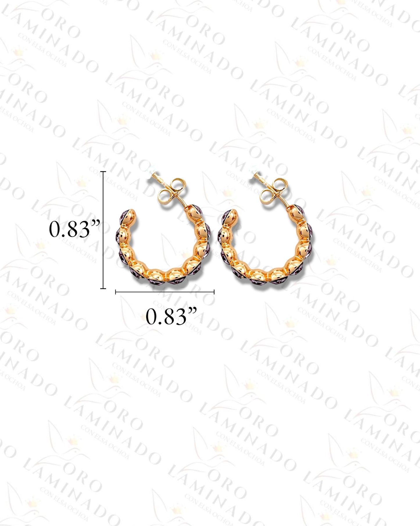 High Quality Purple Stones Hoop Earrings B126