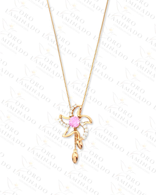 High Quality Pink Starfish Bowtie Necklace R313