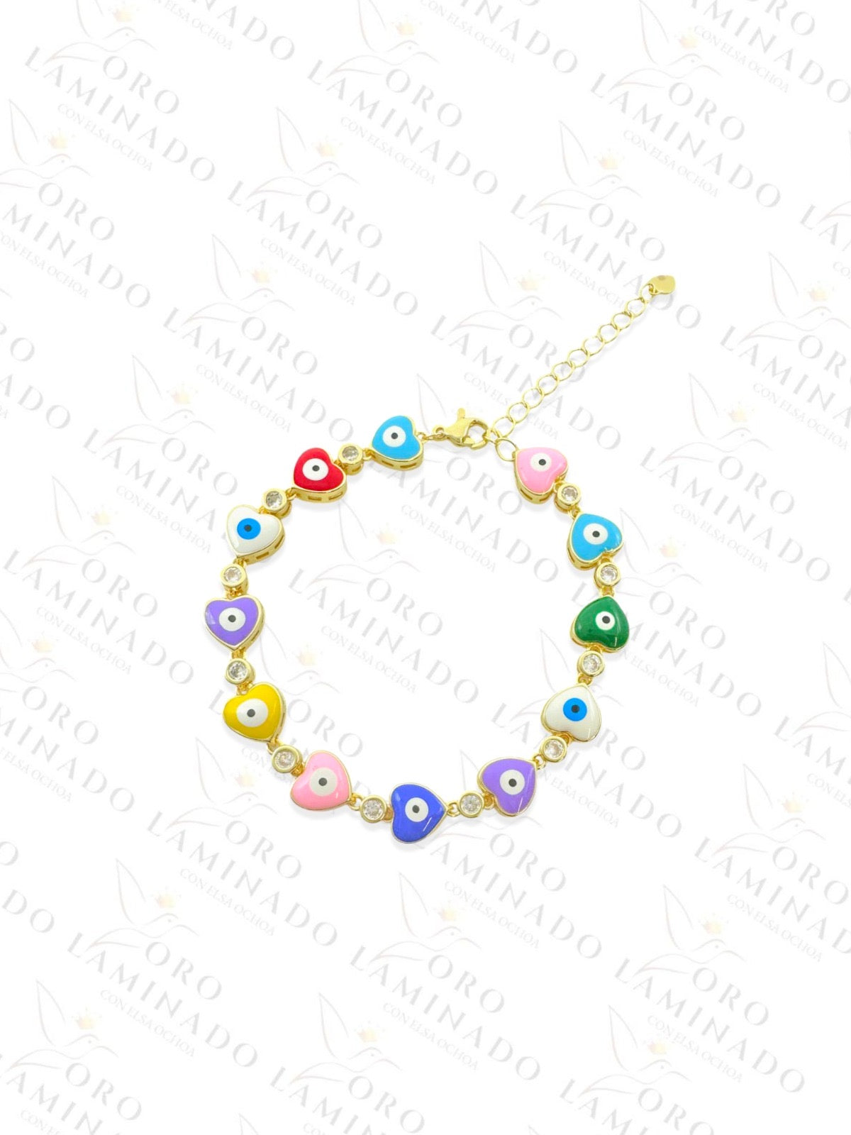 Gold Filled Multi-Color Heart Eye Anklet Y238