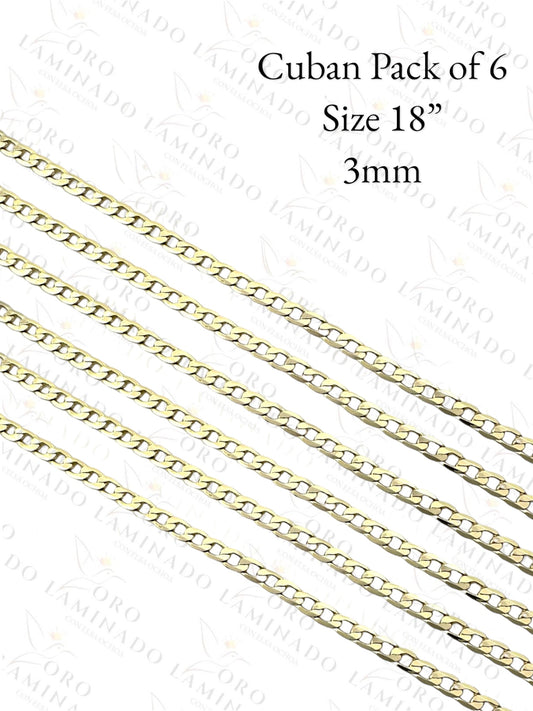 Gold Filled High Quality Cuban Pack of 6 Chains Size 18" 3mm B1