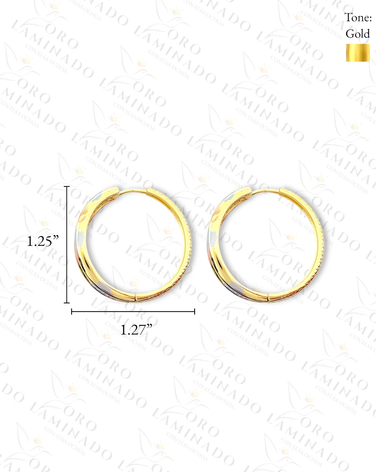 High Quality Three Tones Crystal Hoop Earrings (Gold Filled) G313